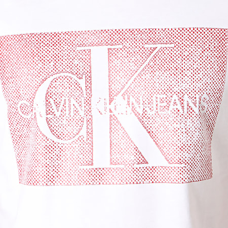 Calvin Klein - Monocromo Monogram Box Tee Shirt 3270 Blanco Rojo