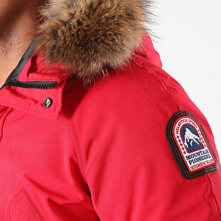 Helvetica - Chaqueta bomber de piel con bolsillo Anchorage Rojo