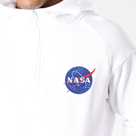 NASA - Sweat Col Zippé Capuche MT859 Blanc