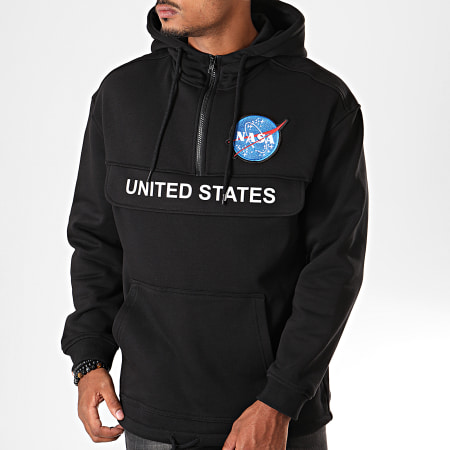 NASA - Sudadera con capucha y cuello con cremallera MT1164 Negro