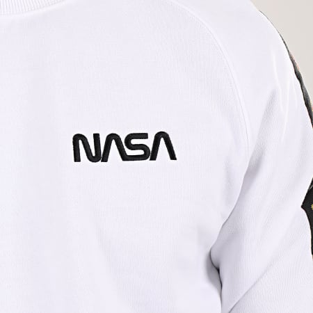 NASA - Sweat Crewneck A Bandes MT863 Blanc Noir