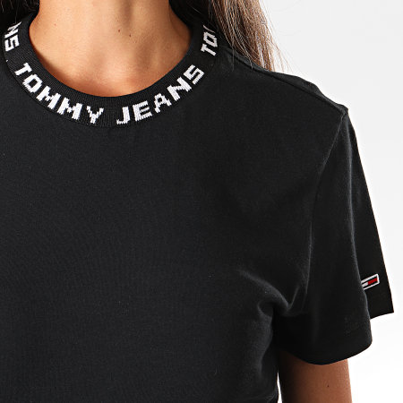 Tommy Jeans - Camiseta Mujer Slim Cuello Marca 7354 Negro