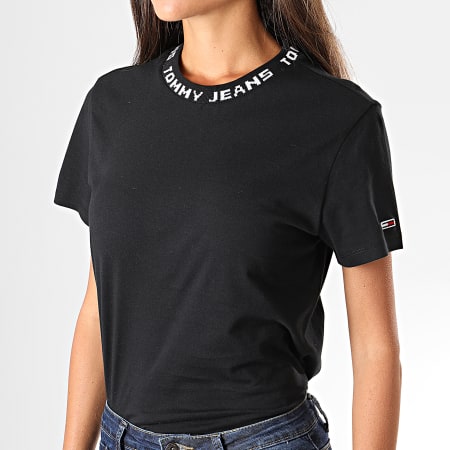 Tommy Jeans - Tee Shirt Slim Femme Branded Neck 7354 Noir