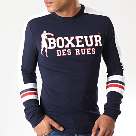 Boxeur Des Rues - Tee Shirt Manches Longues A Bandes 20160L Bleu Marine