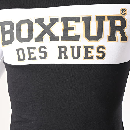 Boxeur Des Rues - Tee Shirt Capuche Manches Longues 20162L Noir Blanc Doré