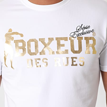 Boxeur Des Rues - Tee Shirt Slim 02ESY Blanc Doré