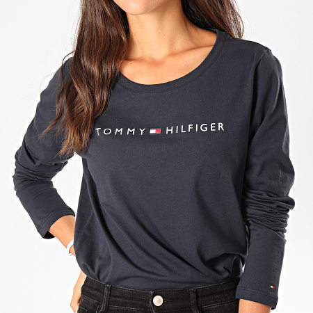Tommy Hilfiger - Tee Shirt Manches Longues Femme Logo 1910 Bleu Marine Foncé