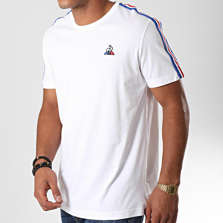 Le Coq Sportif - N4 Season Tricolor Camiseta de rayas 1922169 Blanco Azul Rojo