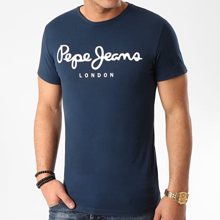 Pepe Jeans - Tee Shirt Original Stretch 501594 Bleu Marine