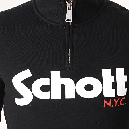 Schott NYC - Sweat Col Zippé Cott1 Noir