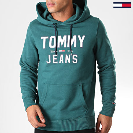 Tommy Jeans - Sweat Capuche Essential 1985 Logo 7025 Vert