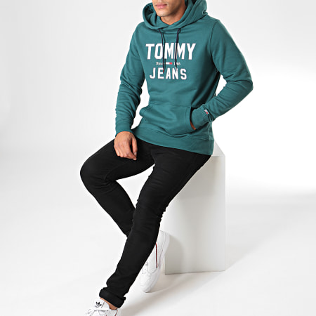 Tommy Jeans - Essential 1985 Logo Sudadera con Capucha 7025 Verde