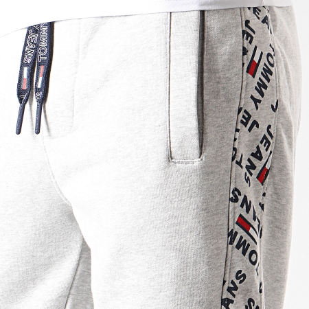 Tommy Jeans - Pantalones de chándal a rayas con estampado de logotipo de Corp 7197 Heather Grey Navy Blue