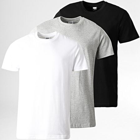Urban Classics - Set di 3 T-shirt TB2684B Bianco nero grigio erica