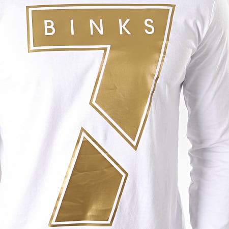 7 Binks - Tee Shirt Manches Longues Seven Blanc Doré
