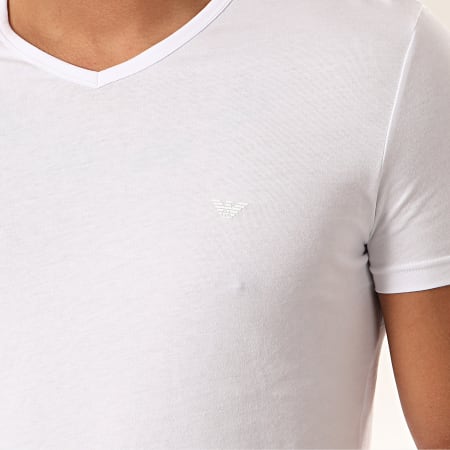 Emporio Armani - Lot De 2 Tee Shirts V-Neck 111648-CC722 Blanc