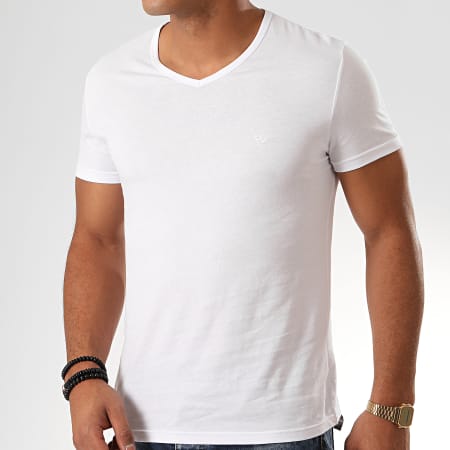 Emporio Armani - Lot De 2 Tee Shirts V-Neck 111648-CC722 Blanc