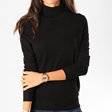 Deeluxe - Pull Col Roulé Femme Basic Noir