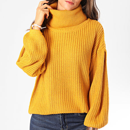 Deeluxe - Pull Col Roulé Amplified Femme Camil Jaune Moutarde