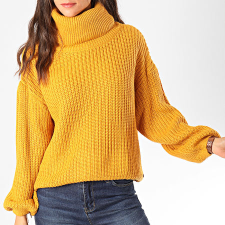 Deeluxe - Pull Col Roulé Amplified Femme Camil Jaune Moutarde