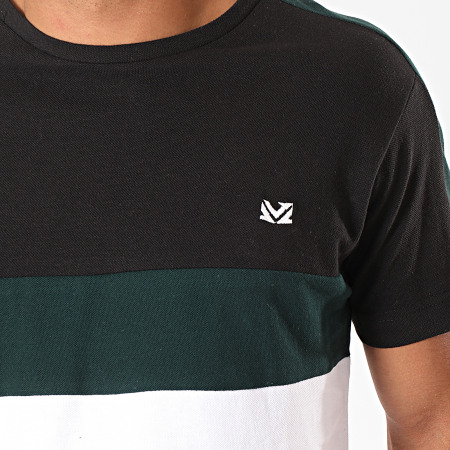MZ72 - Camiseta De Rayas Tileno Gris Jaspeado Blanco Negro Verde