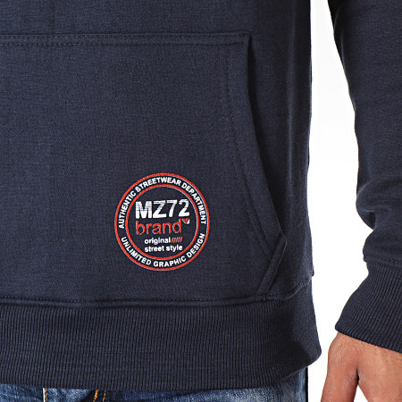 MZ72 - Sweat Capuche Justy Bleu Marine Rouge Blanc