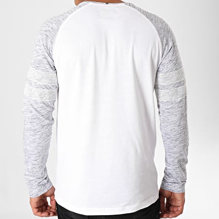 MZ72 - Camiseta de manga larga Theon blanco gris jaspeado