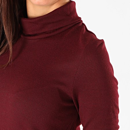 Vero Moda - Vestido de suéter de cuello alto de color burdeos Malena para mujer