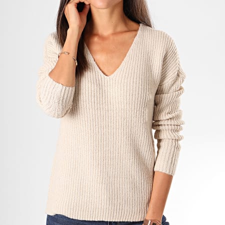 Only - Pull Femme Col V Tracy Beige