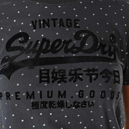 Superdry - Camiseta Mujer Good Shimmer Aop Entry W1000016B Azul Marino Plata