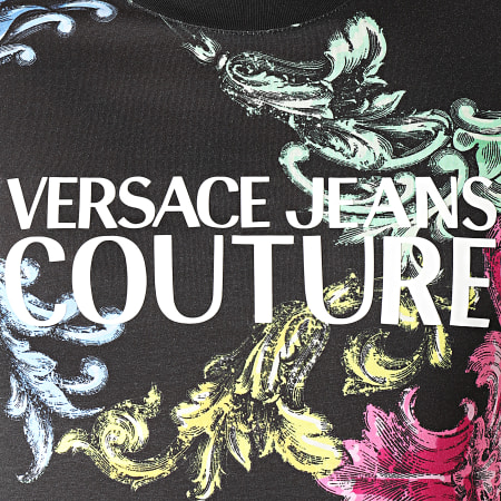 Versace Jeans Couture - Renacimiento Floral Camiseta B3GUB7M2 Negro