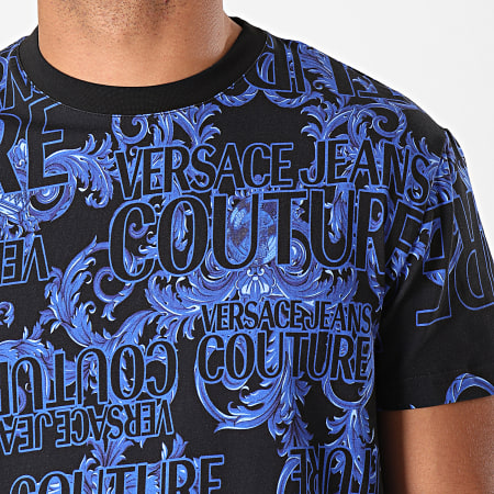 Versace Jeans Couture - Tee Shirt Renaissance Floral Print B3GUB7S1 Noir Bleu Roi