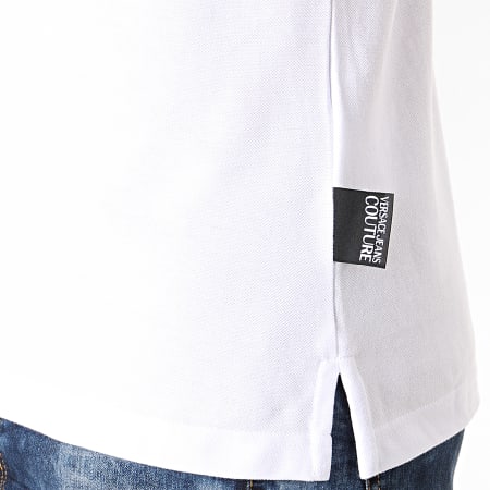 Versace Jeans Couture - Polo de manga corta con logo 621 B3GUB721 Blanco Negro