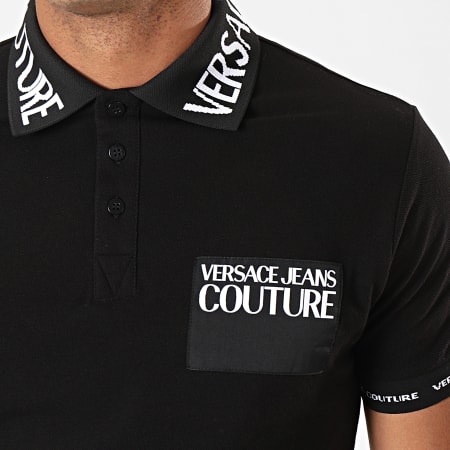 Versace Jeans Couture - Polo de manga corta con logo 621 B3GUB721 negro blanco