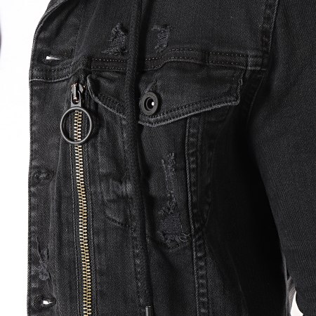 Black Needle Veste Jean Destroy Avec Capuche 2812 Gris Anthracite Noir LaBoutiqueOfficielle