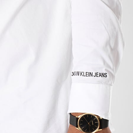 Calvin Klein - Camisa de manga larga con cinta de monograma 3122 Blanco