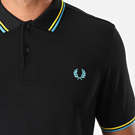 Fred Perry - Polo Manches Courtes Twin Tipped M3600 Noir Bleu Clair Jaune