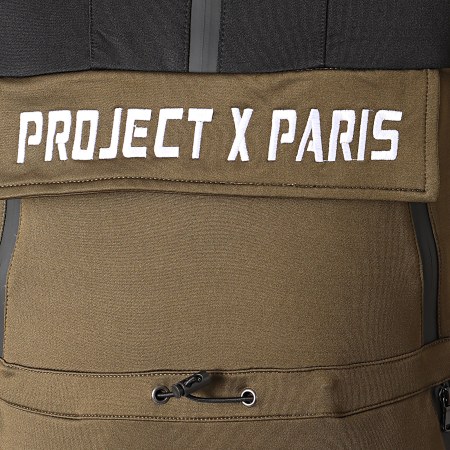 Project X Paris - Sweat Col Zippé Capuche 1920044 Vert Kaki Noir
