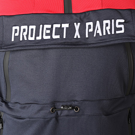 Project X Paris - Sweat Col Zippé Capuche 1920044 Bleu Marine Rouge