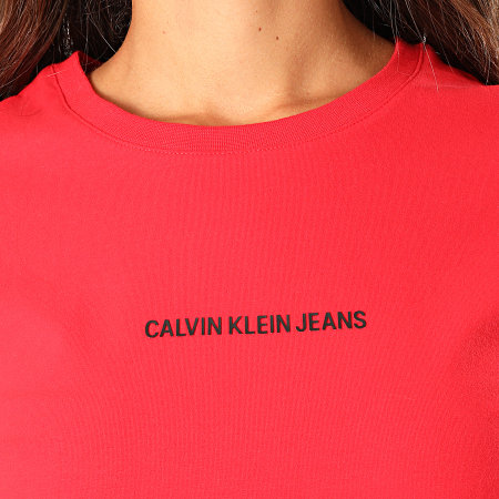 Calvin Klein - Tee Shirt Femme Institutional Logo Stretch 2258 Rouge Noir