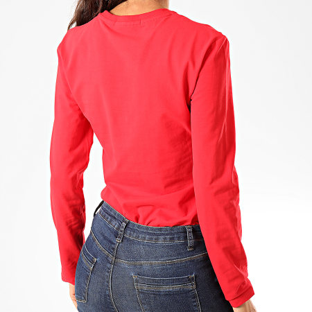 Calvin Klein - Tee Shirt Manches Longues Femme Institutional Logo Stretch 2259 Rouge Noir