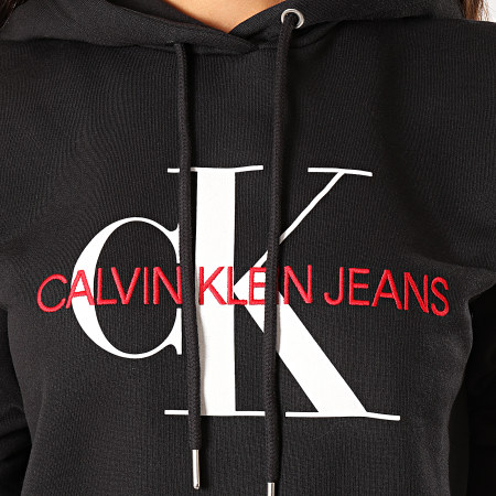 Calvin Klein - Sudadera de Mujer con Capucha Monogram Boxy 3126 Negro