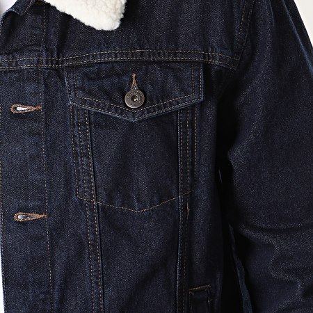 Indicode Jeans - Veste En Jean Col Mouton Martin Bleu Brut