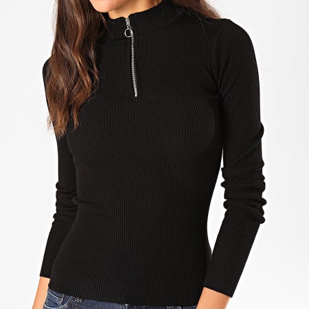 Tiffosi - Suéter negro con cremallera en el cuello Embird para mujer
