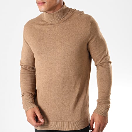 Selected - Pull Col Roulé Tower Camel Chiné