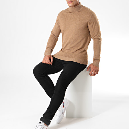 Selected - Pull Col Roulé Tower Camel Chiné