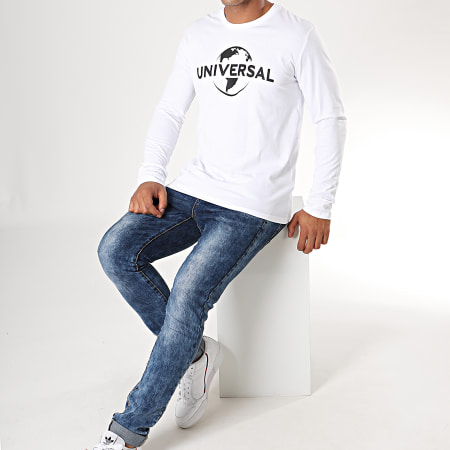 Universal Studio - 2019 Universal Logo Mono Camiseta De Manga Larga Blanco Negro