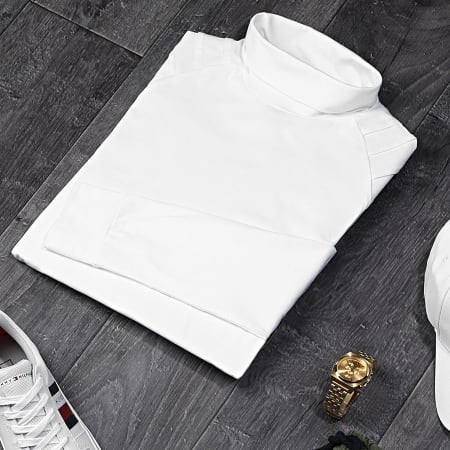 LBO - Tee Shirt Col Roulé Manches Longues Uni 902 Blanc