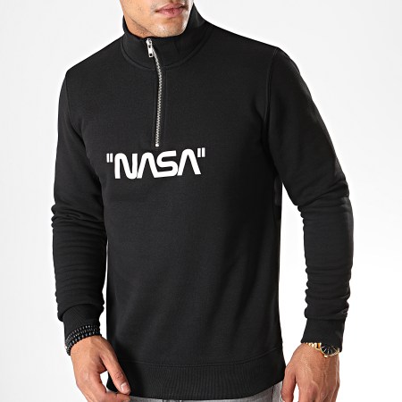 NASA - Sudadera Cuello Cremallera Quote Negro