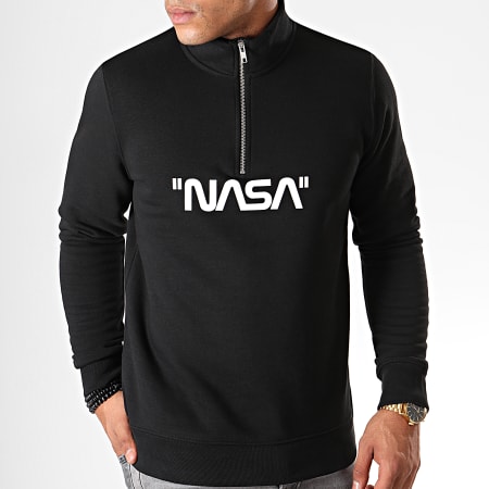 NASA - Sudadera Cuello Cremallera Quote Negro
